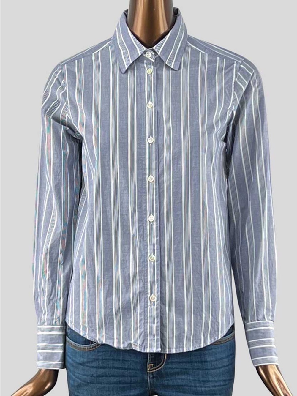 Banana Republic Blue and White Vertical Stripe Button-Down Shirt